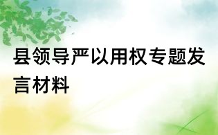 县领导严以用权专题发言材料