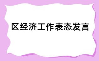 区经济工作表态发言