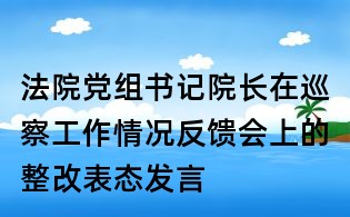 法院党组书记院长在巡察工作情况反馈会上的整改表态发言