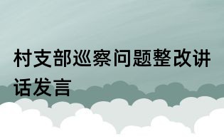 村支部巡察问题整改讲话发言