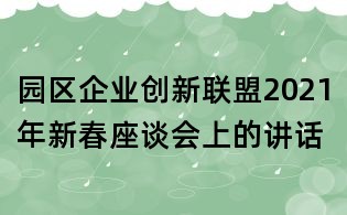 园区企业创新联盟2021年新春座谈会上的讲话