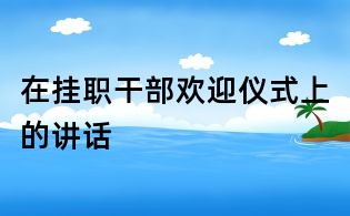 在挂职干部欢迎仪式上的讲话