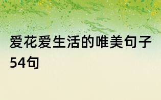 爱花爱生活的唯美句子54句