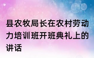 县农牧局长在农村劳动力培训班开班典礼上的讲话