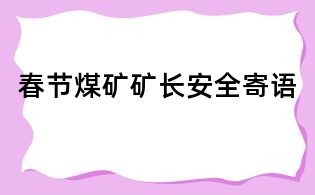 春节煤矿矿长安全寄语