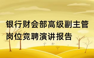 银行财会部高级副主管岗位竞聘演讲报告