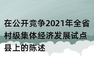 在公开竞争2021年全省村级集体经济发展试点县上的陈述