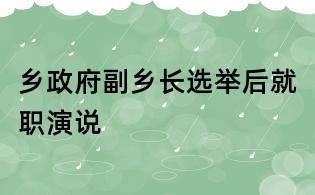 乡政府副乡长选举后就职演说