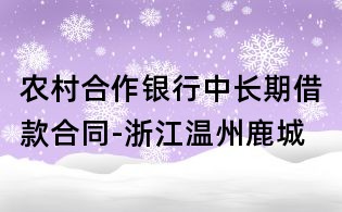 农村合作银行中长期借款合同-浙江温州鹿城