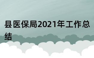 县医保局2021年工作总结