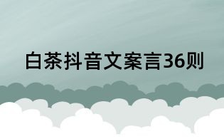 白茶抖音文案言36则