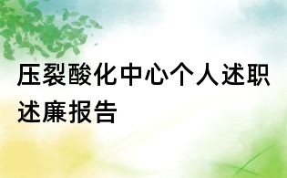 压裂酸化中心个人述职述廉报告