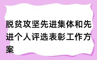 脱贫攻坚先进集体和先进个人评选表彰工作方案