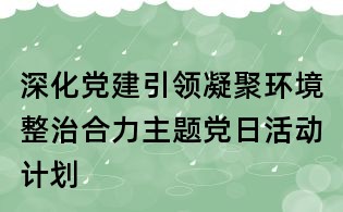 深化党建引领凝聚环境整治合力主题党日活动计划