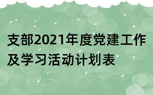 支部2021年度党建工作及学习活动计划表