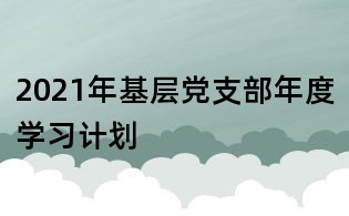 2021年基层党支部年度学习计划