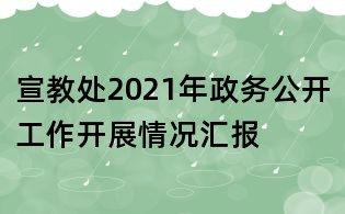 宣教处2021年政务公开工作开展情况汇报