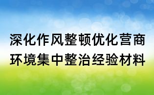 深化作风整顿优化营商环境集中整治经验材料