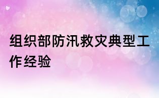 组织部防汛救灾典型工作经验