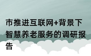 市推进互联网+背景下智慧养老服务的调研报告