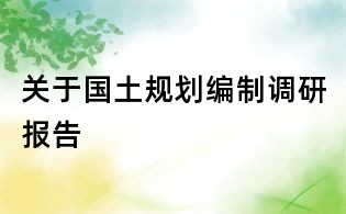 关于国土规划编制调研报告