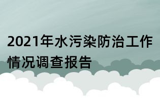2021年水污染防治工作情况调查报告