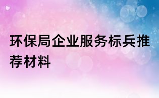 环保局企业服务标兵推荐材料