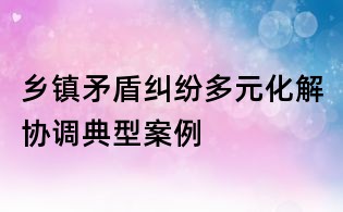 乡镇矛盾纠纷多元化解协调典型案例