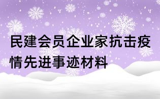 民建会员企业家抗击疫情先进事迹材料