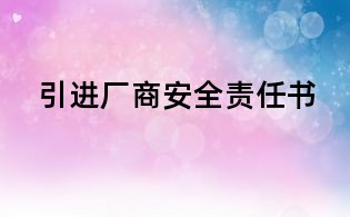 引进厂商安全责任书