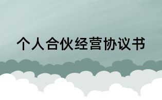 个人合伙经营协议书
