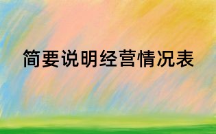 简要说明经营情况表