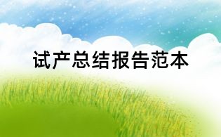 试产总结报告范本
