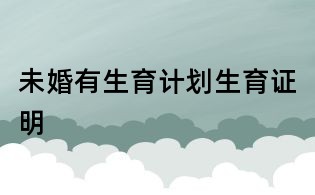 未婚有生育计划生育证明