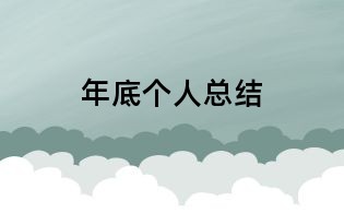 年底个人总结