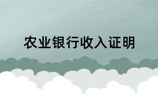 农业银行收入证明