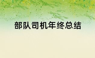 部队司机年终总结