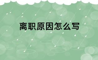 离职原因怎么写