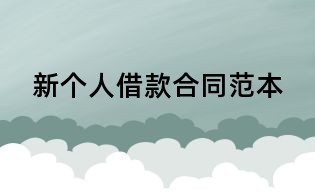 新个人借款合同范本