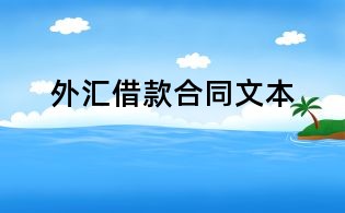 外汇借款合同文本