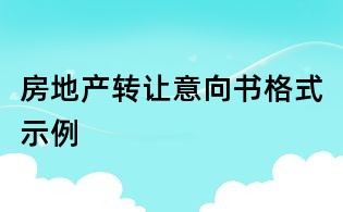 房地产转让意向书格式示例