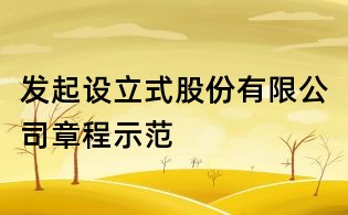 发起设立式股份有限公司章程示范