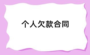 个人欠款合同