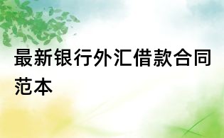 最新银行外汇借款合同范本