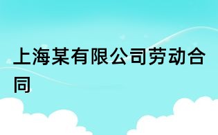 上海某有限公司劳动合同