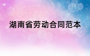 湖南省劳动合同范本