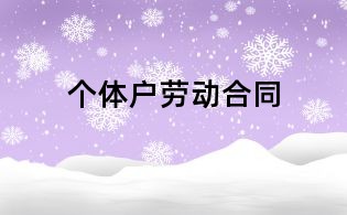 个体户劳动合同