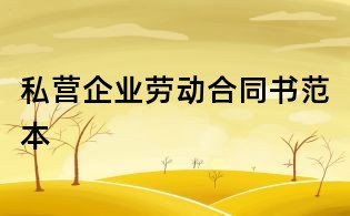 私营企业劳动合同书范本