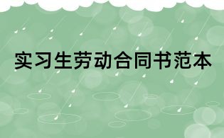 实习生劳动合同书范本