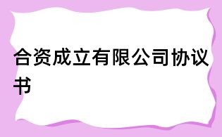 合资成立有限公司协议书